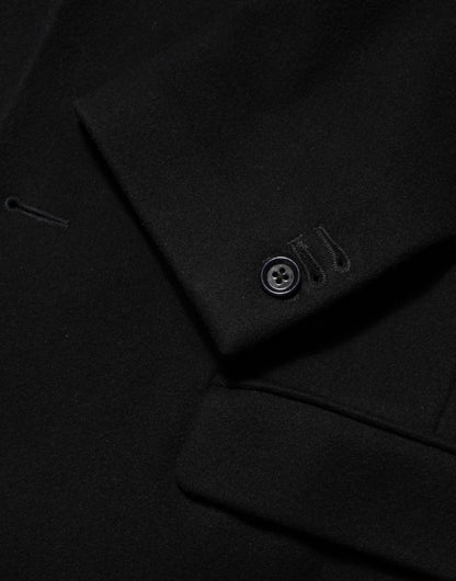 Dolce & Gabbana Black Wool Buttoned Men Trench Coat Jacket