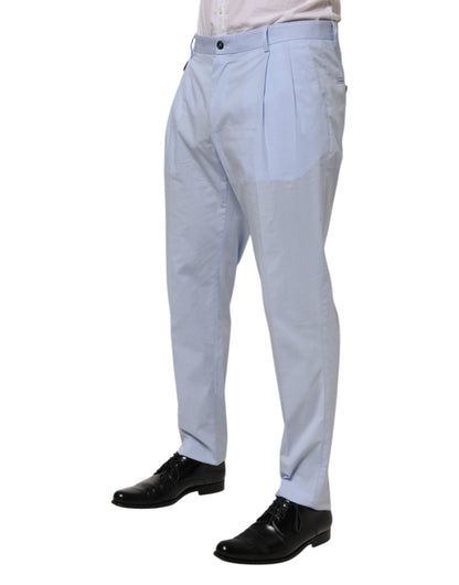 Dolce & Gabbana Light Blue Cotton Stretch Tapered Men Trouser Pants