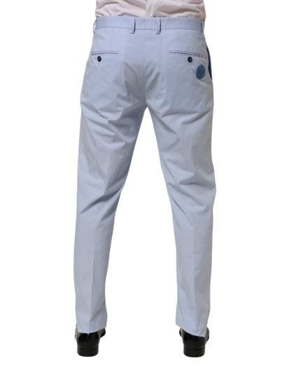 Dolce & Gabbana Light Blue Cotton Stretch Tapered Men Trouser Pants