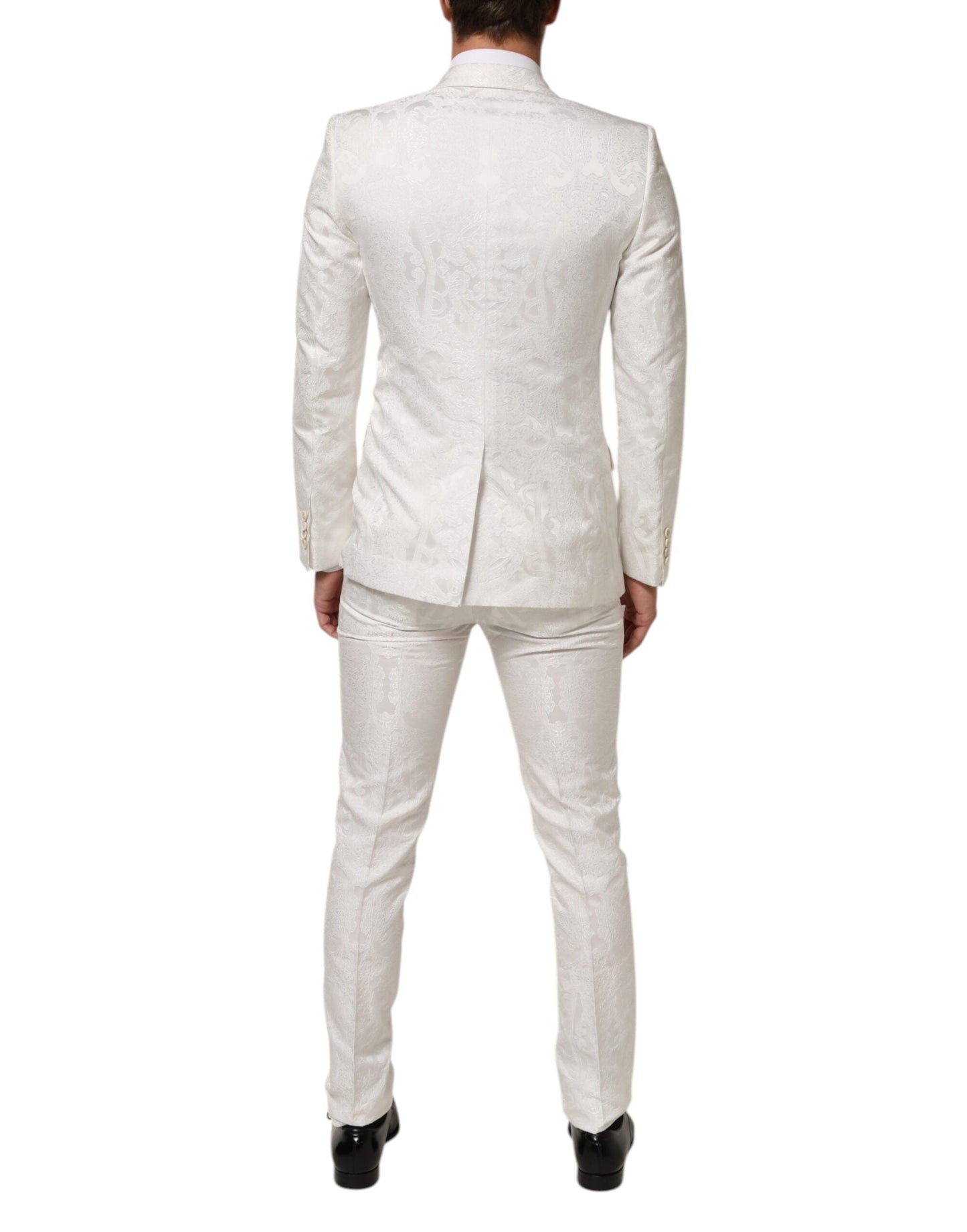 Dolce & Gabbana White Brocade 2 Piece MARTINI Formal Suit