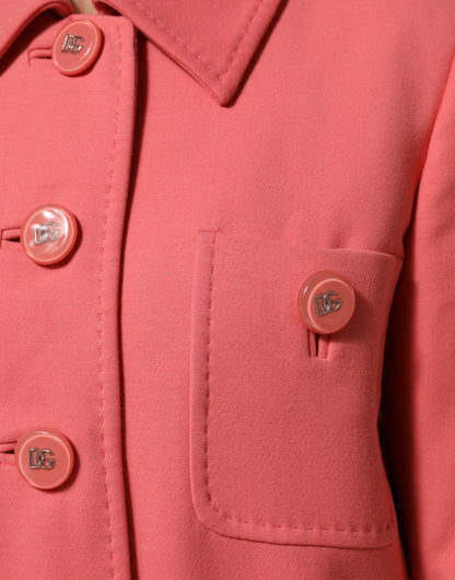 Dolce & Gabbana Pink Buttoned Down Trench Coat Jacket