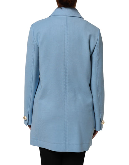 Dolce & Gabbana Blue Buttoned Down Trench Coat Jacket
