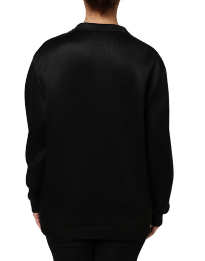 Dolce & Gabbana Black Necklace Crystal DG Logo Sweatshirt Sweater