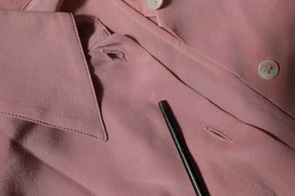 Dolce & Gabbana Pink Silk Collared Long Sleeves Blouse Top