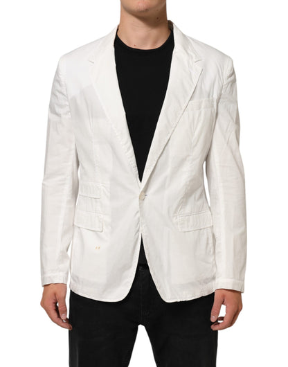 Dolce & Gabbana White Cotton 1 Button Men Suit Blazer