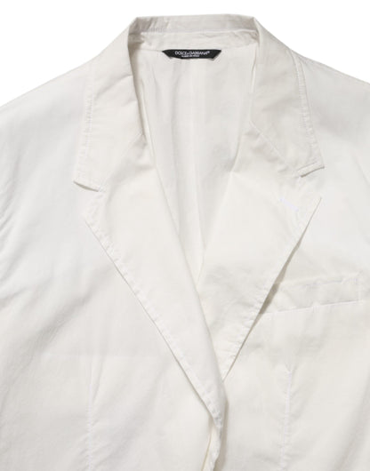 Dolce & Gabbana White Cotton 1 Button Men Suit Blazer