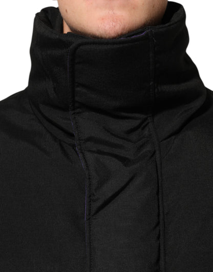 Dolce & Gabbana Black Nylon Puffer Men Full Zip Jacket