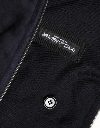 Dolce & Gabbana Black Leather Full Zip Hooded Blouson Jacket