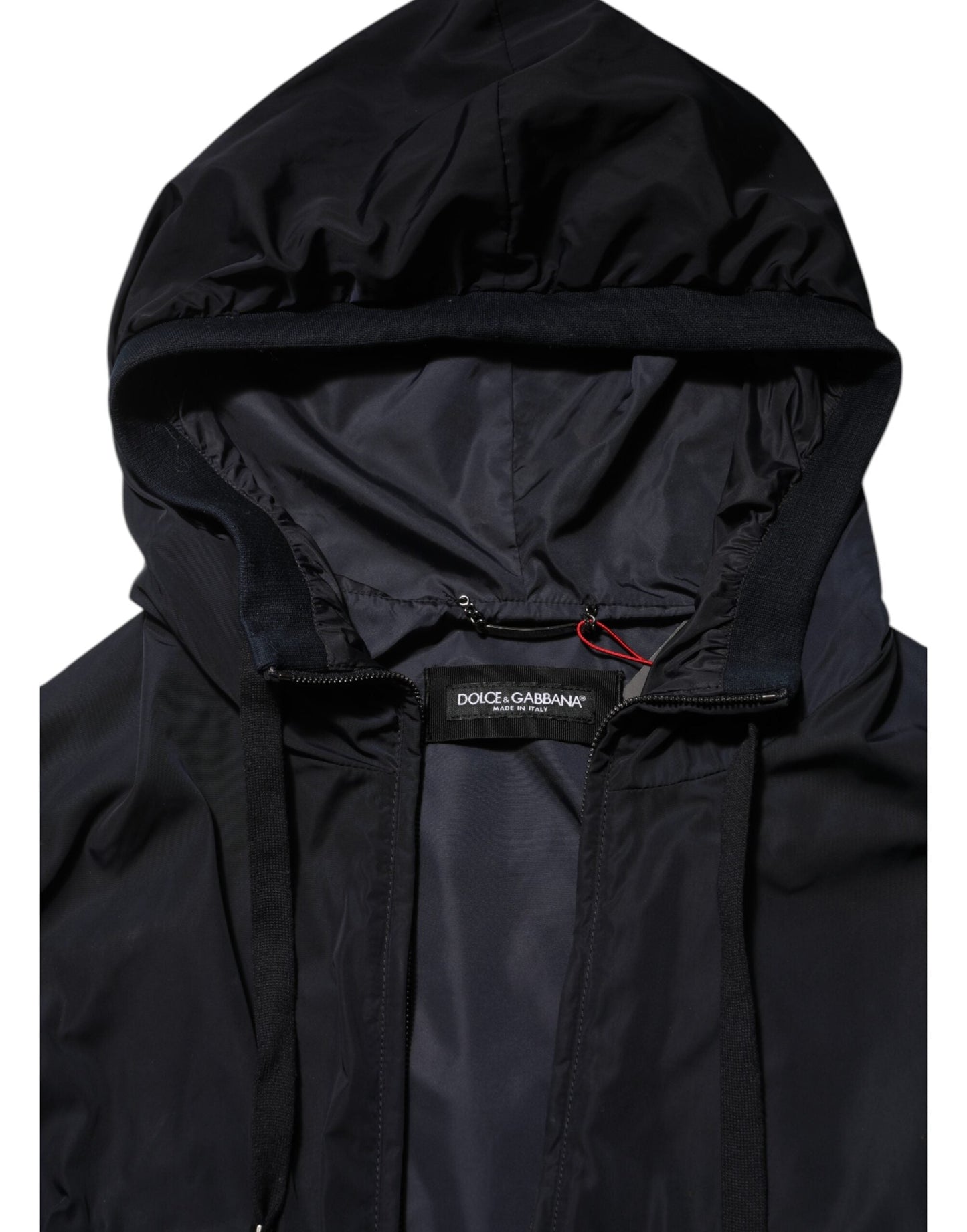 Dolce & Gabbana Blue Logo Tape Hooded Full Zip Bomber Jacket