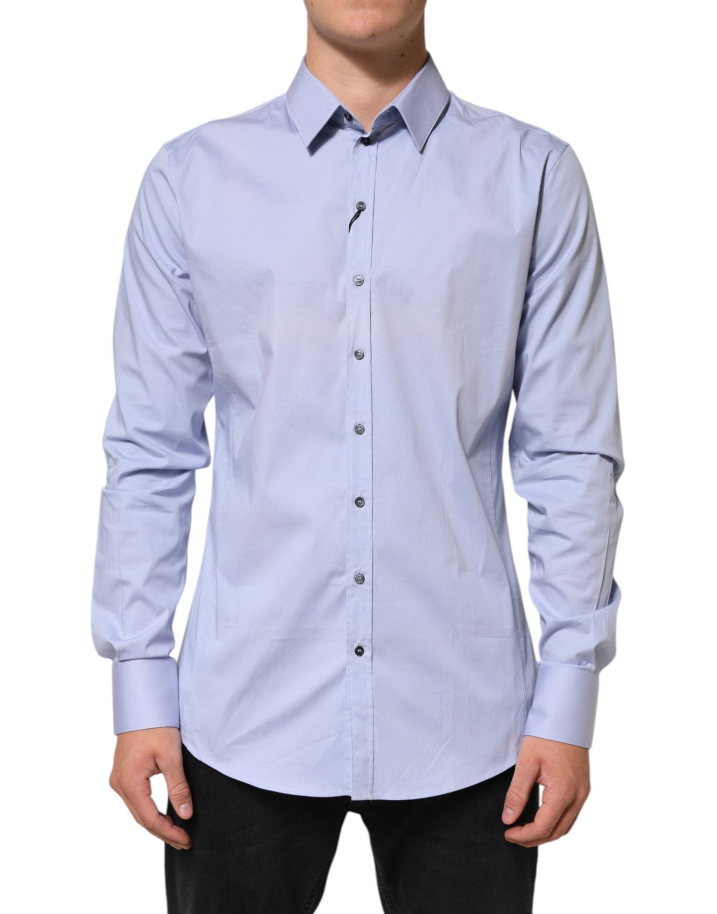 Dolce & Gabbana Blue SICILIA Cotton Men Dress Formal Shirt