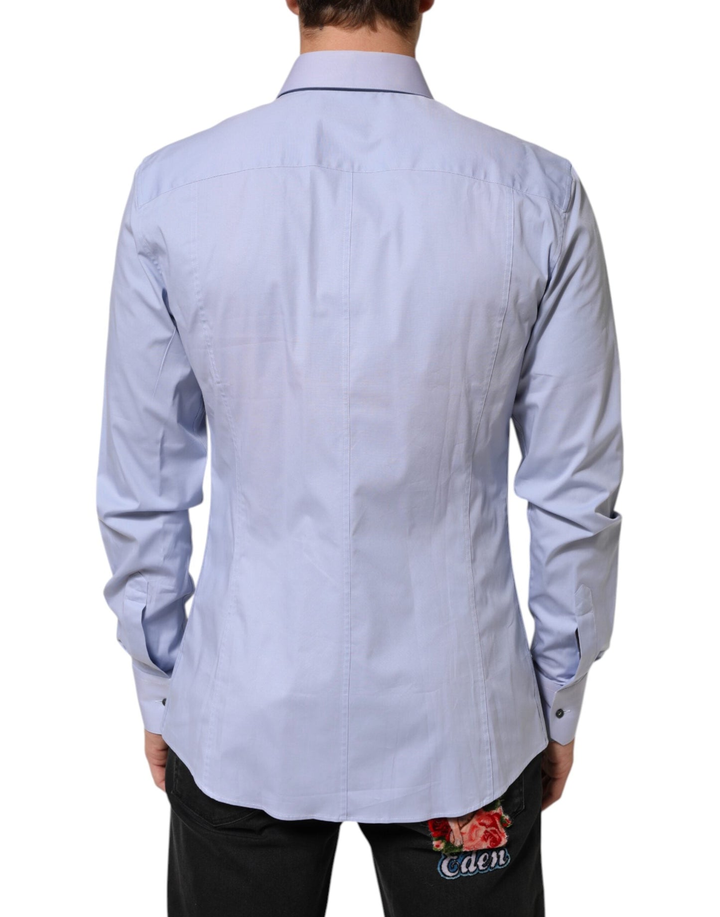 Dolce & Gabbana Blue SICILIA Cotton Men Dress Formal Shirt