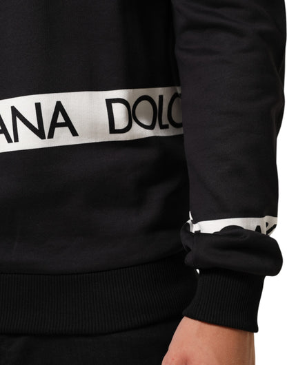 Dolce & Gabbana Black Logo Crew Neck Men Sweatshirt Sweater