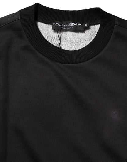 Dolce & Gabbana Black Logo Crew Neck Men Sweatshirt Sweater