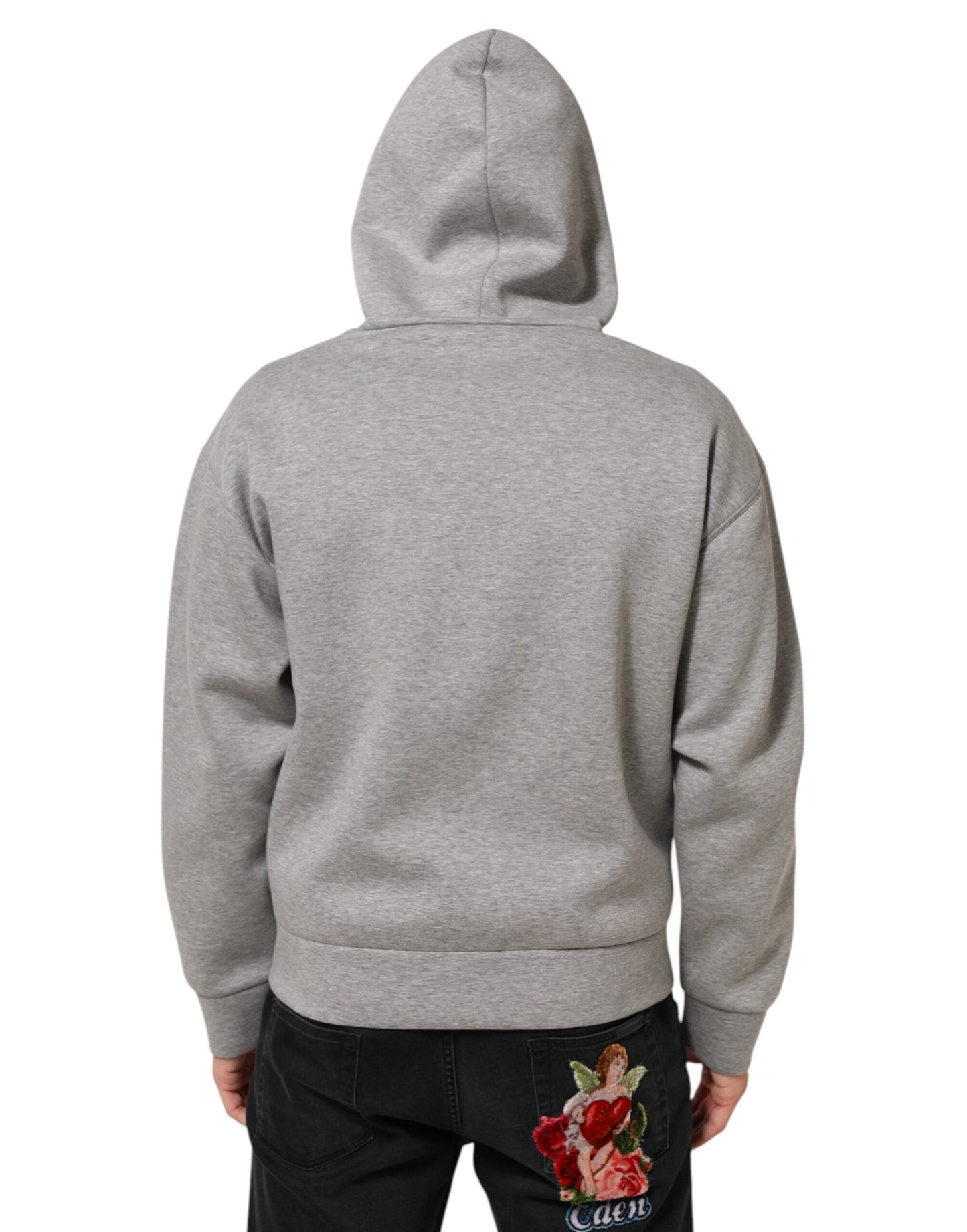 Dolce & Gabbana Gray Logo Cotton Hooded Sweatshirt Sweater