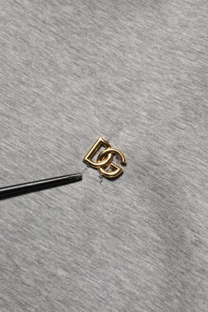 Dolce & Gabbana Gray Logo Cotton Hooded Sweatshirt Sweater