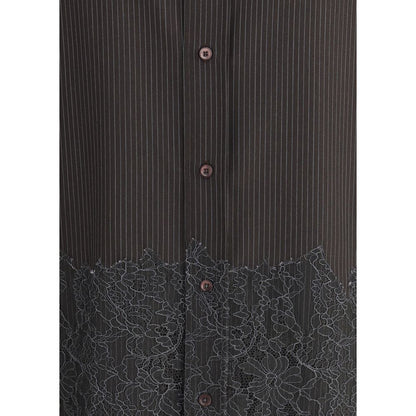 Fendi Pinstripe Wool and Lace Shirt