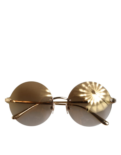 Dolce & Gabbana DG2228 Gold Plated Round Lenses Shades Eyewear Sunglasses