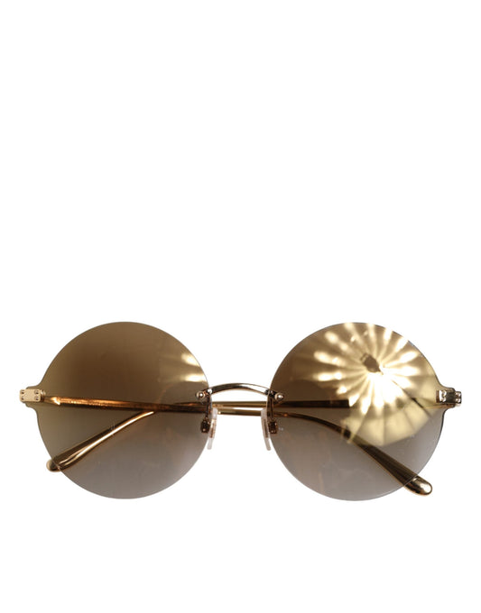 Dolce & Gabbana DG2228 Gold Plated Round Lenses Shades Eyewear Sunglasses