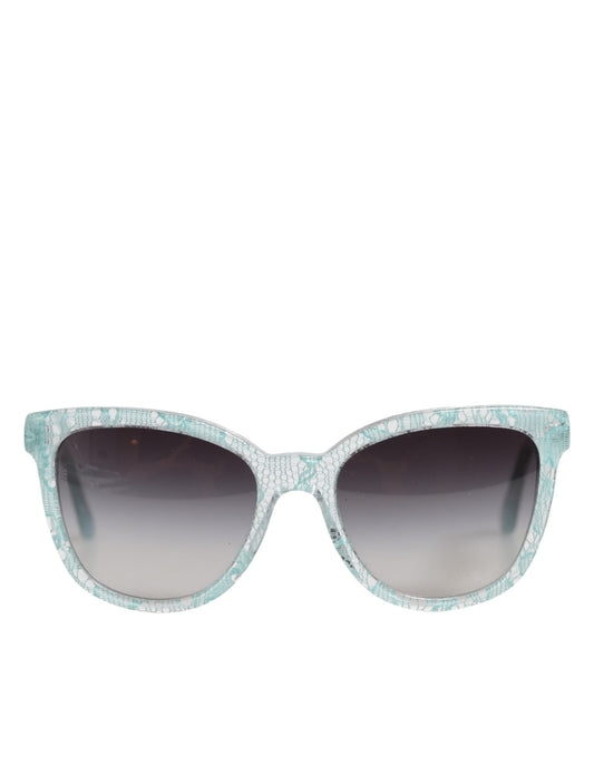 Dolce & Gabbana DG4190 Blue Lace Acetate Rectangle Shades Sunglasses
