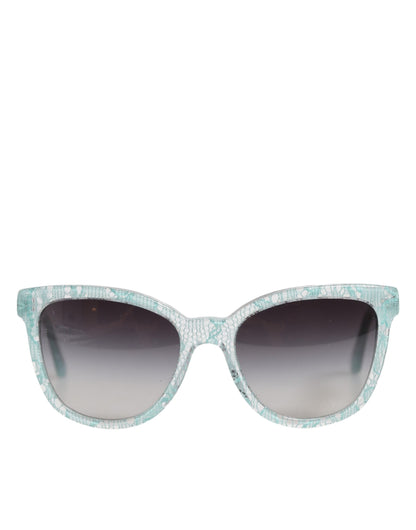 Dolce & Gabbana DG4190 Blue Lace Acetate Rectangle Shades Sunglasses