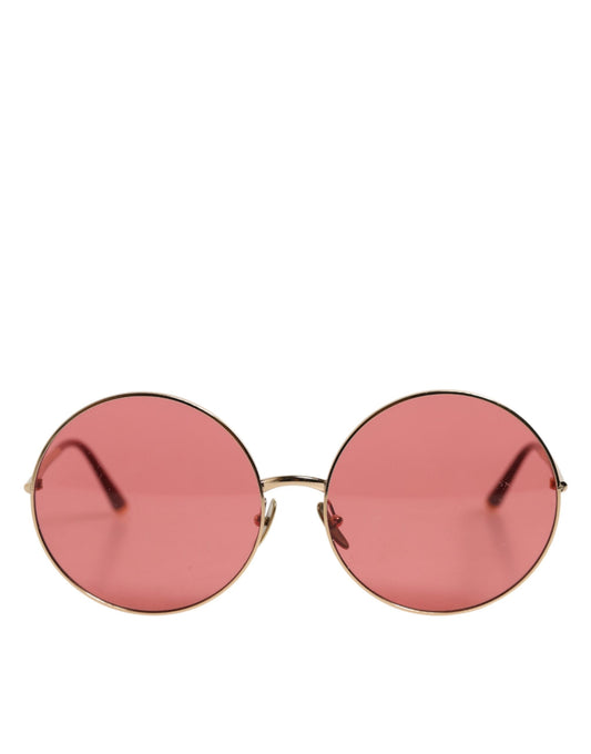 Dolce & Gabbana Pink Gold Metal Round Shades Eyewear Sunglasses