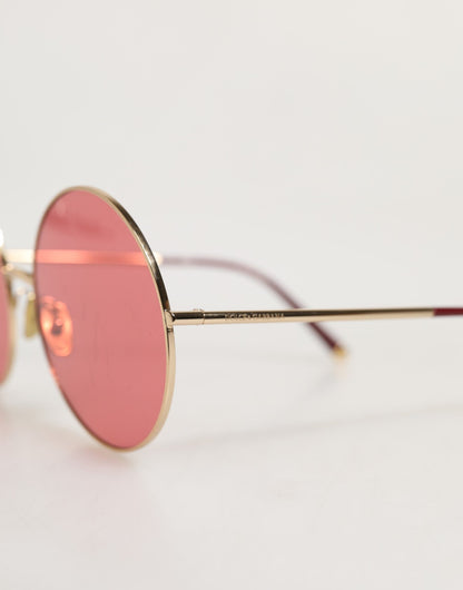 Dolce & Gabbana Pink Gold Metal Round Shades Eyewear Sunglasses