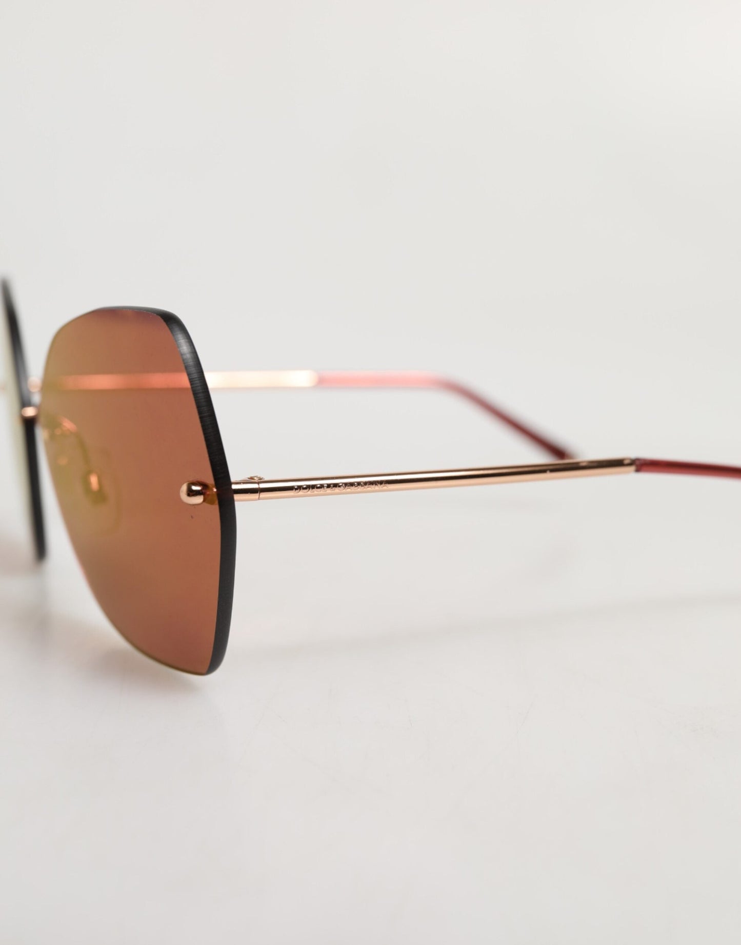 Dolce & Gabbana Lucia Gold Metal Cat Eye Red Lenses Sunglasses