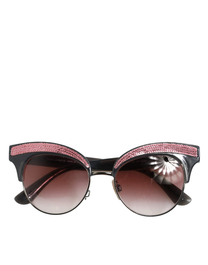 Dolce & Gabbana Black Pink Mirrored Cat Eye Sequined Sunglasses