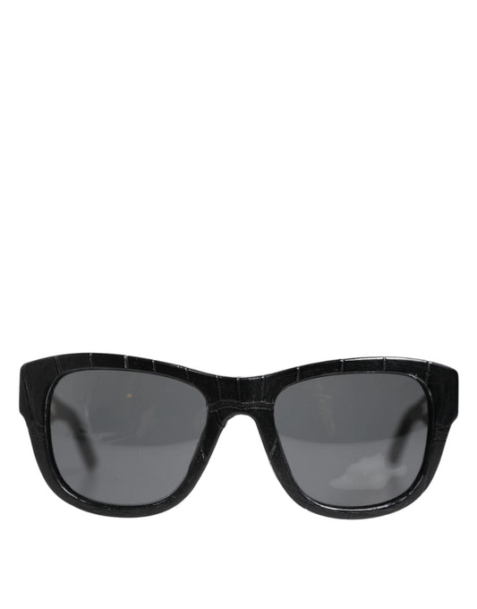 Dolce & Gabbana DG4177 Black Leather Frame Tinted Lens Sunglasses