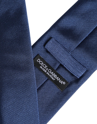 Dolce & Gabbana Men Blue Solid Silk Adjustable Necktie Accessory Tie