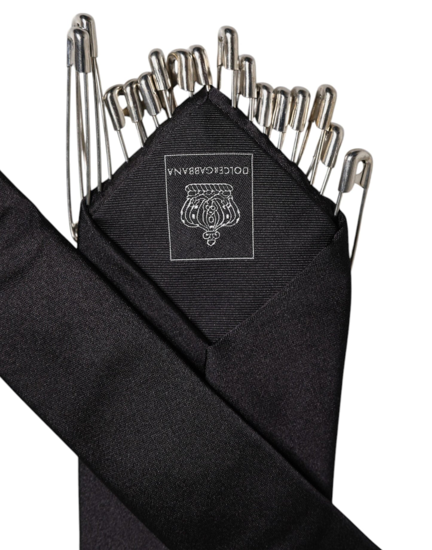 Dolce & Gabbana Black Safety Pins Silk Adjustable Necktie Accessory Tie