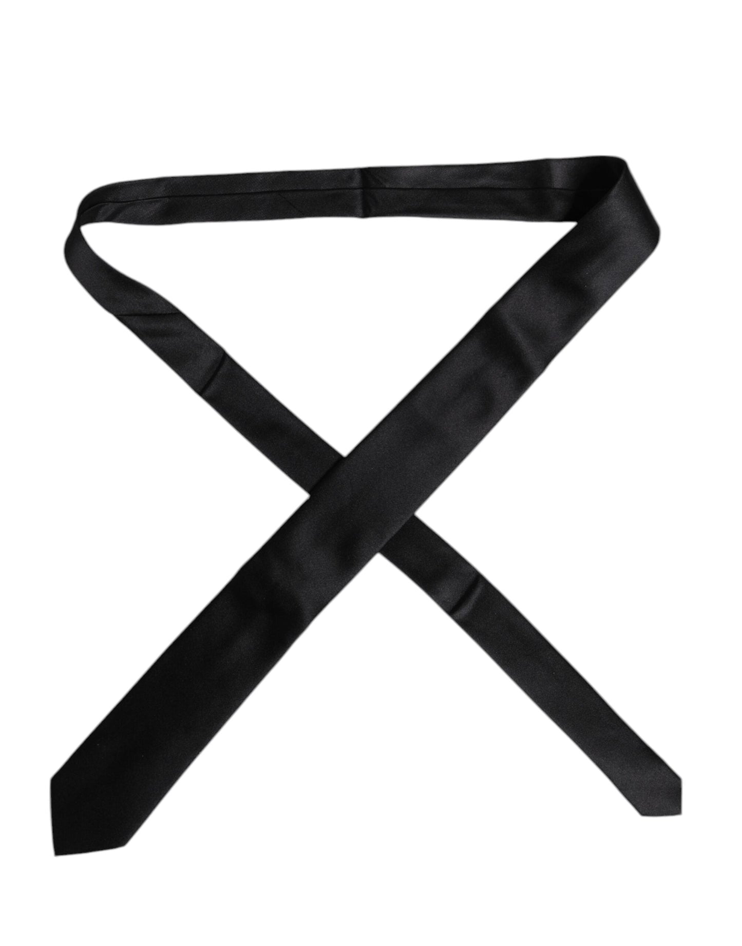 Dolce & Gabbana Men Black Solid Silk Adjustable Necktie Accessory Tie