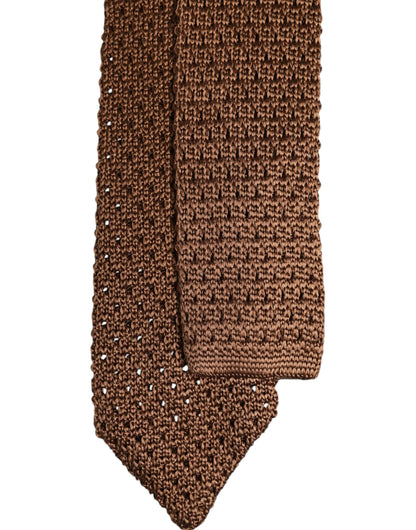 Dolce & Gabbana Brown 100% Silk Adjustable Necktie Men Accessory Tie