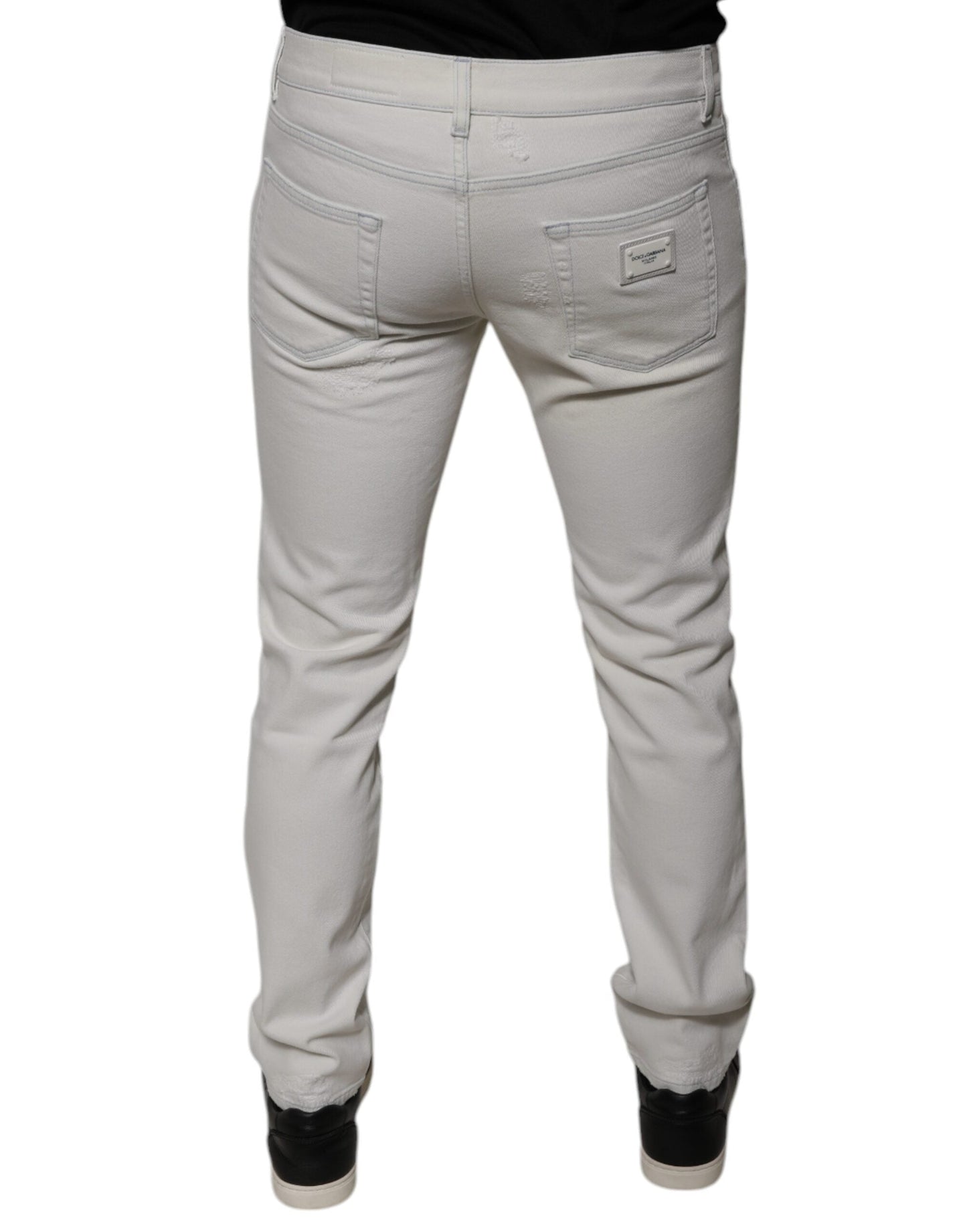 Dolce & Gabbana White Cotton Stretch Skinny Men Denim Jeans