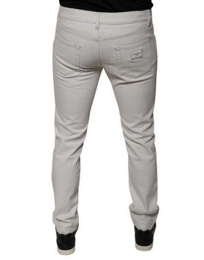 Dolce & Gabbana White Cotton Stretch Skinny Men Denim Jeans