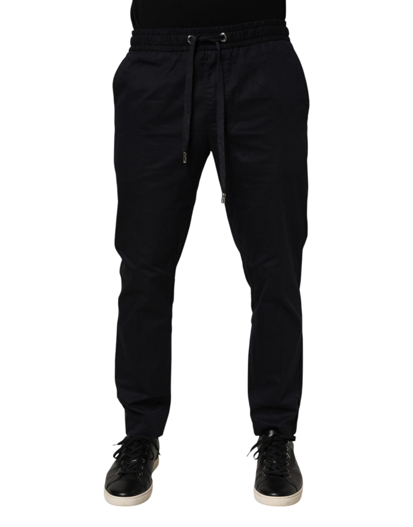 Dolce & Gabbana Black Mid Waist Drawstring Men Jogger Pants