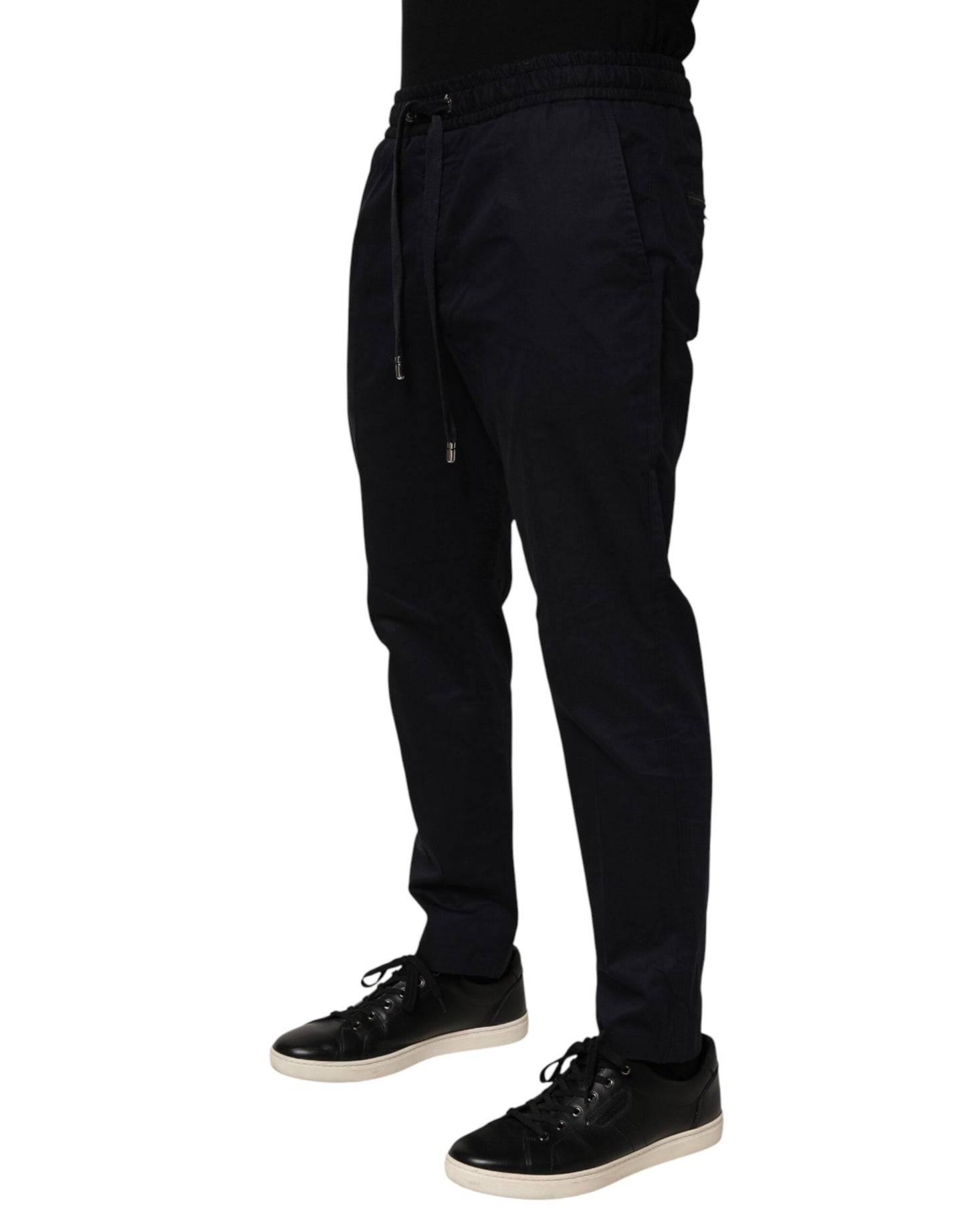 Dolce & Gabbana Black Mid Waist Drawstring Men Jogger Pants