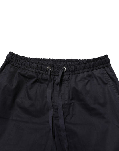 Dolce & Gabbana Black Mid Waist Drawstring Men Jogger Pants