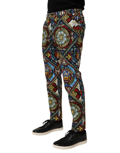Dolce & Gabbana Multicolor Stained Glass Window Style Print Men Pants