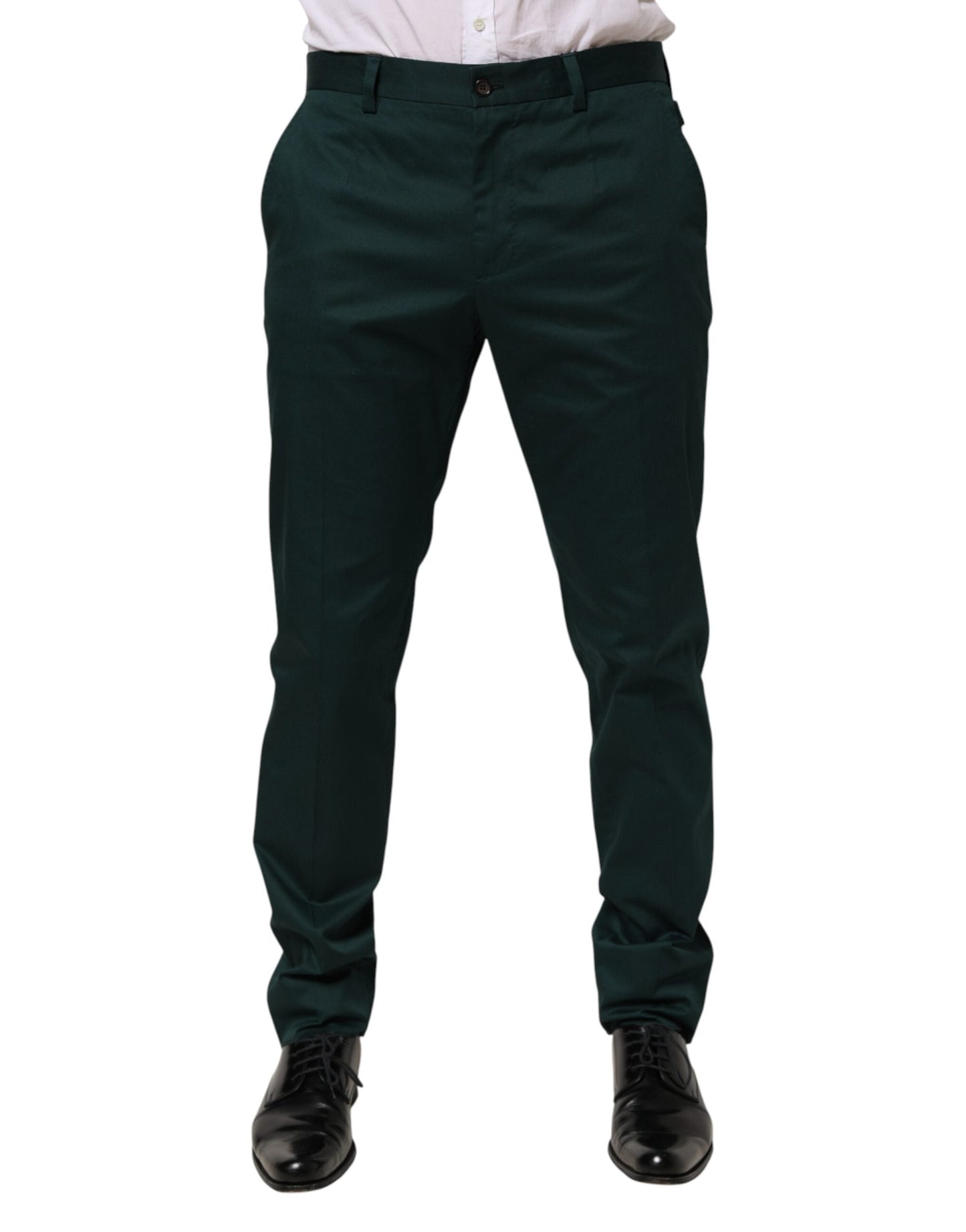 Dolce & Gabbana Green Cotton Formal Dress Men Trouser Pants
