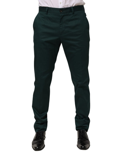 Dolce & Gabbana Green Cotton Formal Dress Men Trouser Pants