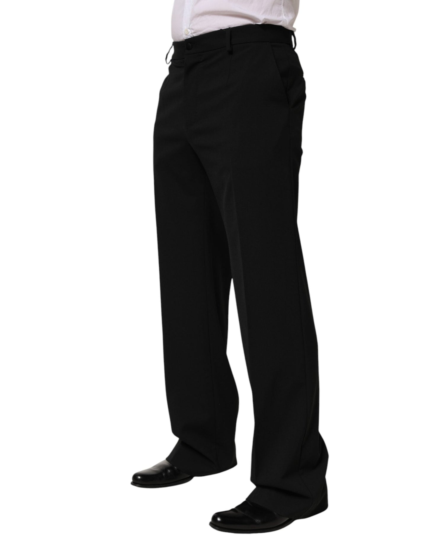 Dolce & Gabbana Black Wool Formal Dress Men Trouser Pants