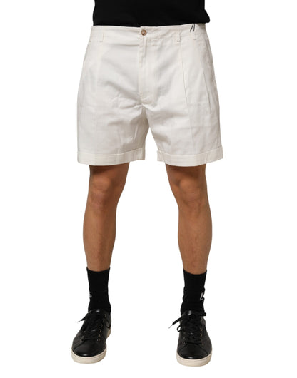 Dolce & Gabbana White Cotton Mid Waist Men Bermuda Shorts