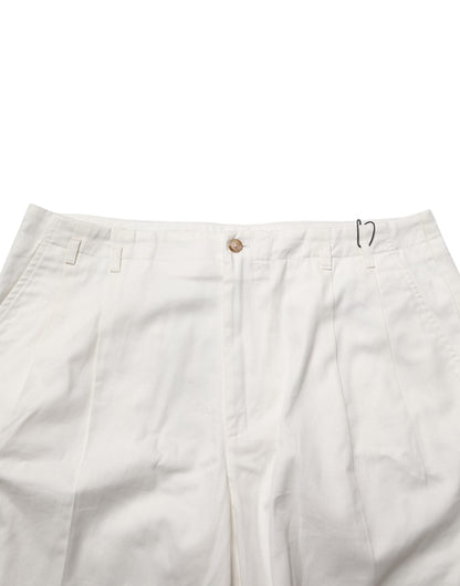 Dolce & Gabbana White Cotton Mid Waist Men Bermuda Shorts