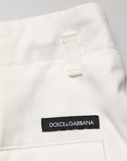 Dolce & Gabbana White Cotton Mid Waist Men Bermuda Shorts