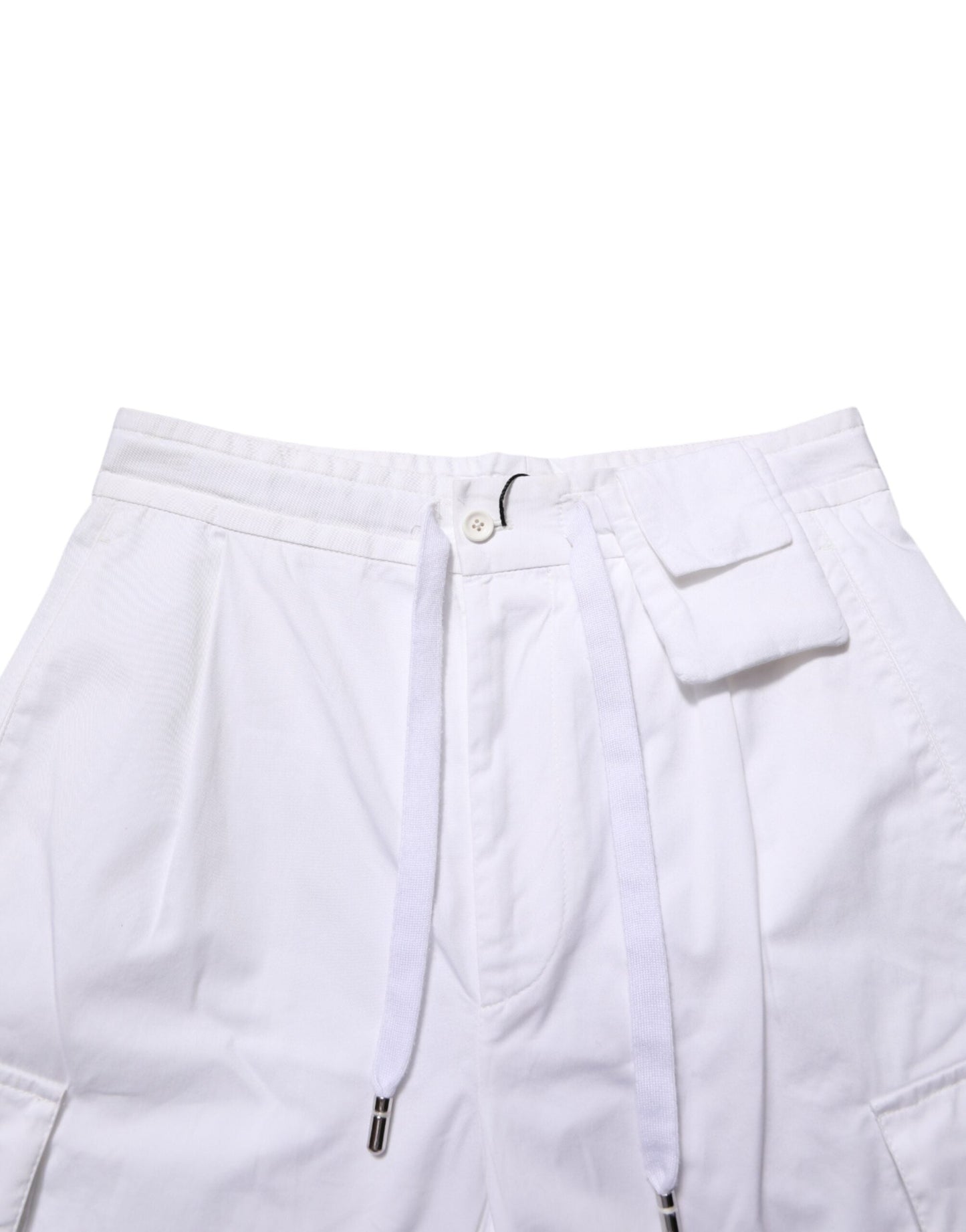 Dolce & Gabbana White Linen Straight Cargo Men Trouser Pants