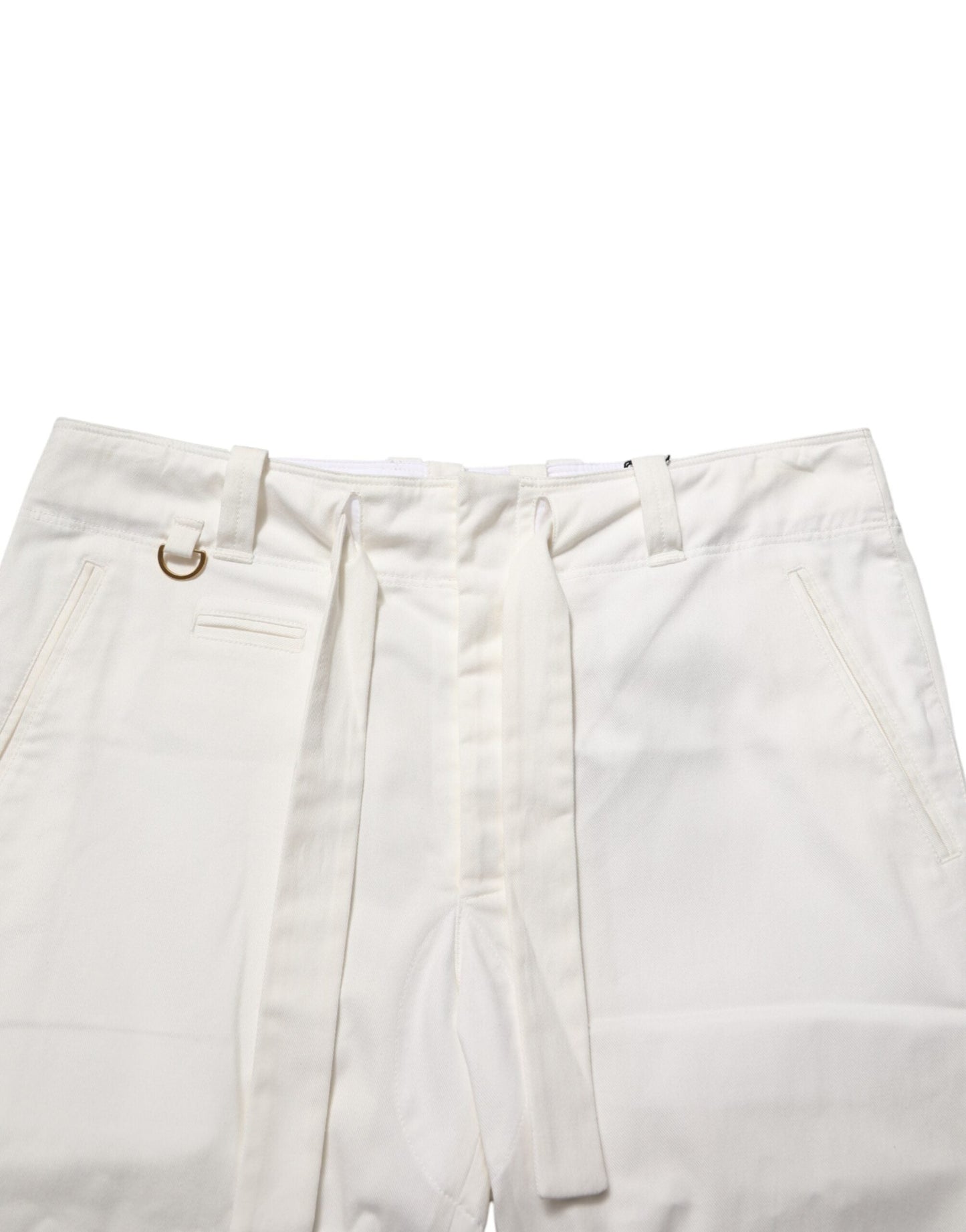 Dolce & Gabbana White Cotton Stretch Cropped Trouser Pants