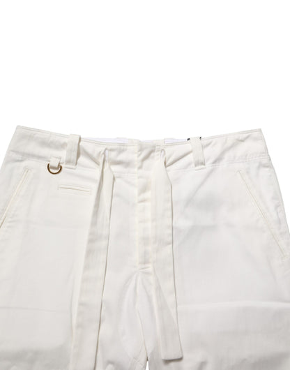 Dolce & Gabbana White Cotton Stretch Cropped Trouser Pants
