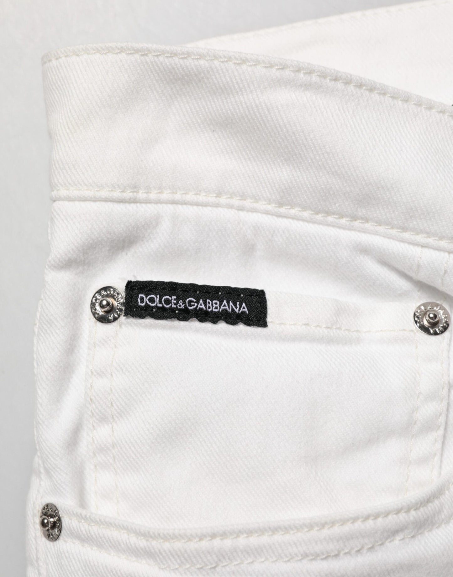 Dolce & Gabbana White Graffiti Print Skinny GOLD Denim Jeans