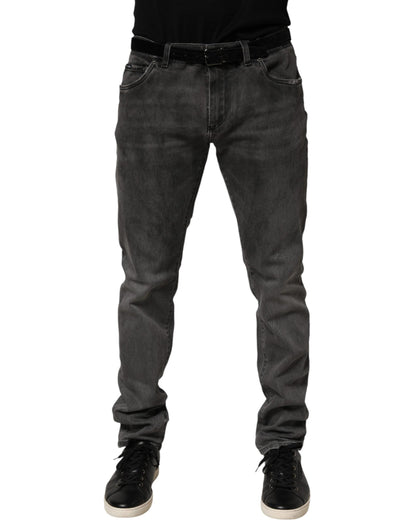Dolce & Gabbana Dark Gray Cotton Skinny Men Denim Jeans